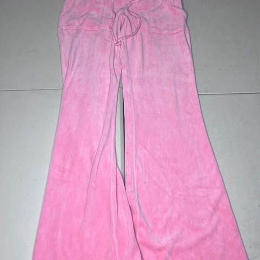 Juicy Couture Pink Velour Wide Leg Pants